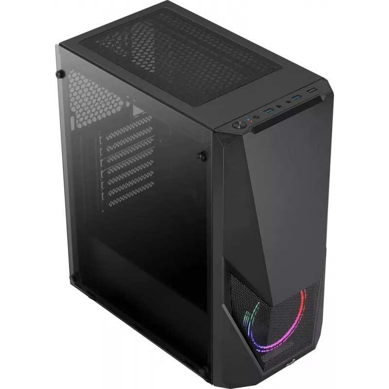 PC-korpus AEROCOOL Zauron Midi Tower Must — Midi-Tower, külgaken, toetab ATX/microATX/Mini-ITX, max GPU 32,5 cm, protsessorijahuti kõrgus 166 mm, 2x 3,5-tollist sahtlit, 4x 2,5-tollist sahtlit