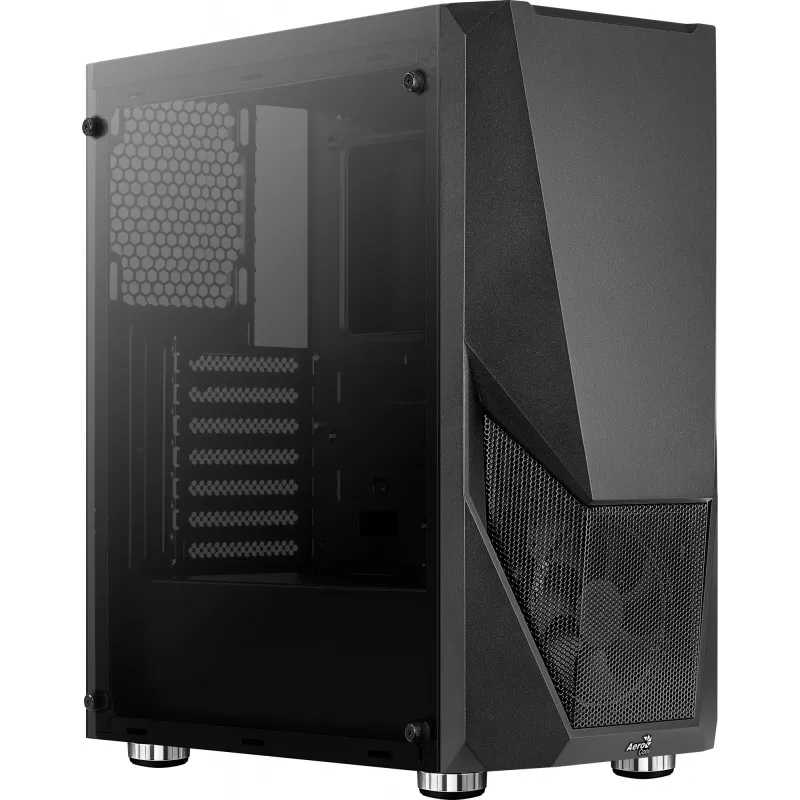 PC-korpus AEROCOOL Zauron Midi Tower Must — Midi-Tower, külgaken, toetab ATX/microATX/Mini-ITX, max GPU 32,5 cm, protsessorijahuti kõrgus 166 mm, 2x 3,5-tollist sahtlit, 4x 2,5-tollist sahtlit