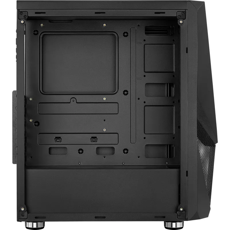 PC-korpus AEROCOOL Zauron Midi Tower Must — Midi-Tower, külgaken, toetab ATX/microATX/Mini-ITX, max GPU 32,5 cm, protsessorijahuti kõrgus 166 mm, 2x 3,5-tollist sahtlit, 4x 2,5-tollist sahtlit