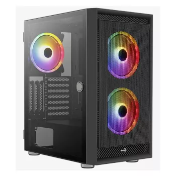 PC Midi Tower korpus AEROCOOL Graphite‑G‑BK‑v2 — Must, ATX/Micro‑ATX/Mini‑ITX, ees 2×140mm+tagumine 1×140mm