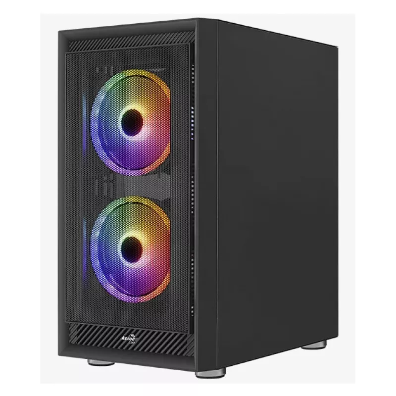 PC Midi Tower korpus AEROCOOL Graphite‑G‑BK‑v2 — Must, ATX/Micro‑ATX/Mini‑ITX, ees 2×140mm+tagumine 1×140mm