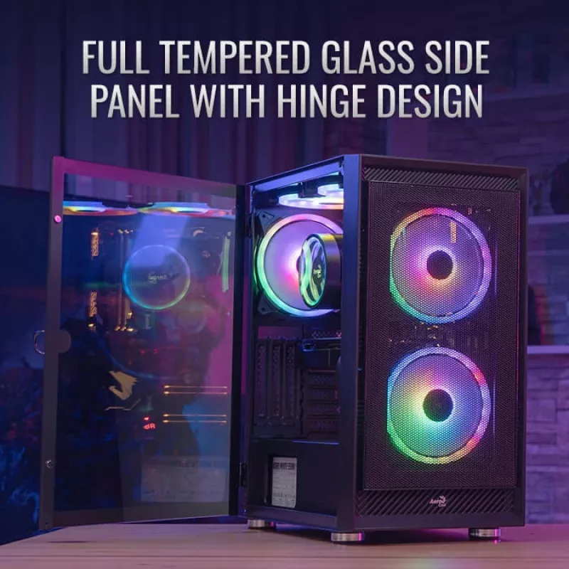 PC Midi Tower korpus AEROCOOL Graphite‑G‑BK‑v2 — Must, ATX/Micro‑ATX/Mini‑ITX, ees 2×140mm+tagumine 1×140mm