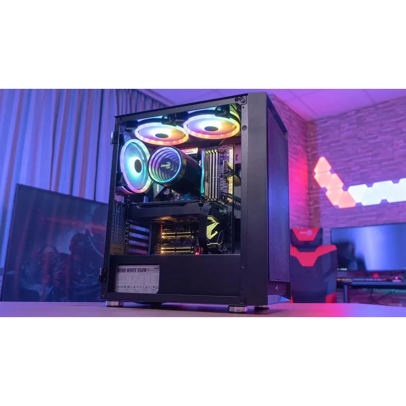 PC Midi Tower korpus AEROCOOL Graphite‑G‑BK‑v2 — Must, ATX/Micro‑ATX/Mini‑ITX, ees 2×140mm+tagumine 1×140mm