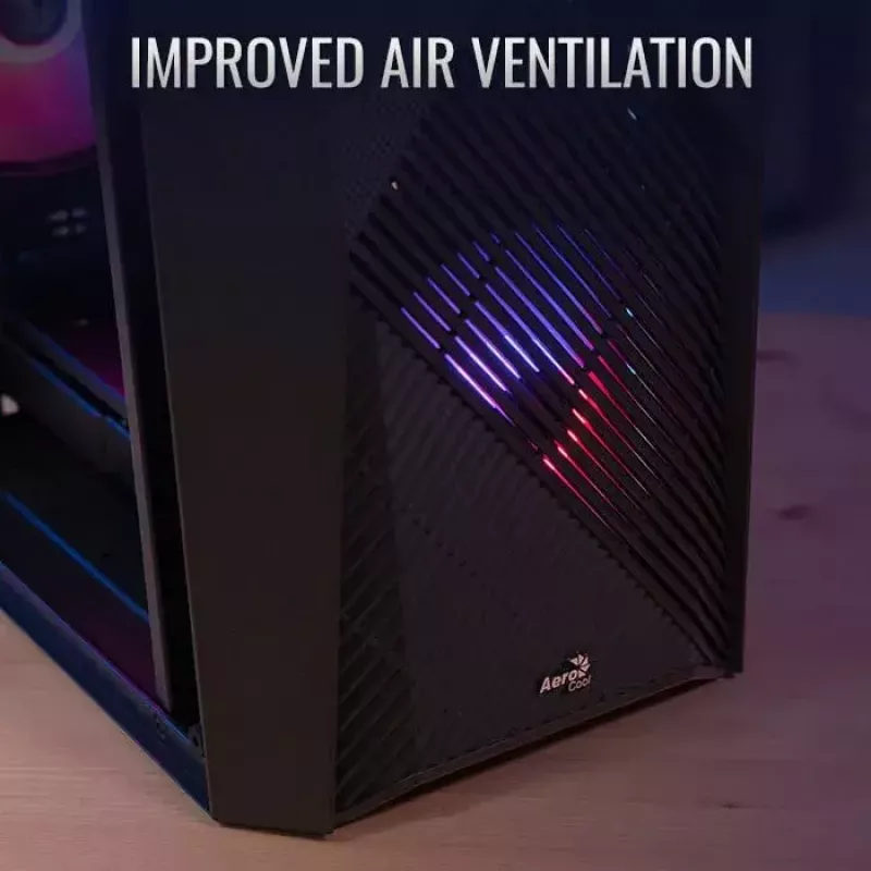 Arvutikorpus AEROCOOL Raider Mini G V3 Mini-ITX / microATX, must, külgaken, roheline LED, max GPU 285 mm, protsessorijahuti 159 mm