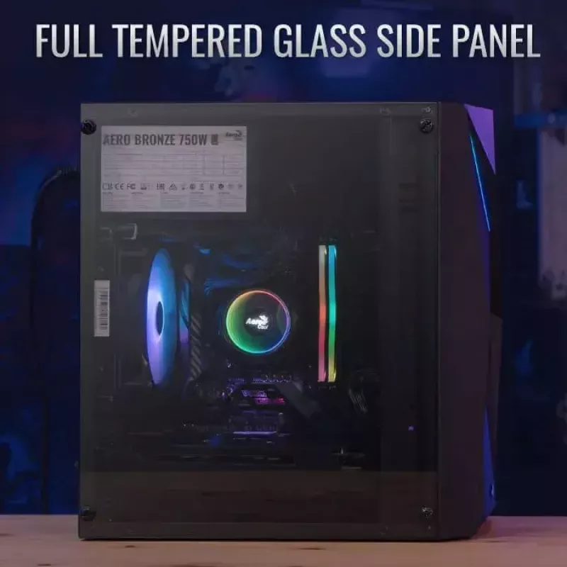 Arvutikorpus AEROCOOL Raider Mini G V3 Mini-ITX / microATX, must, külgaken, roheline LED, max GPU 285 mm, protsessorijahuti 159 mm