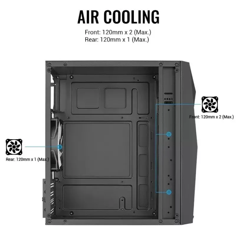Arvutikorpus AEROCOOL Raider Mini G V3 Mini-ITX / microATX, must, külgaken, roheline LED, max GPU 285 mm, protsessorijahuti 159 mm