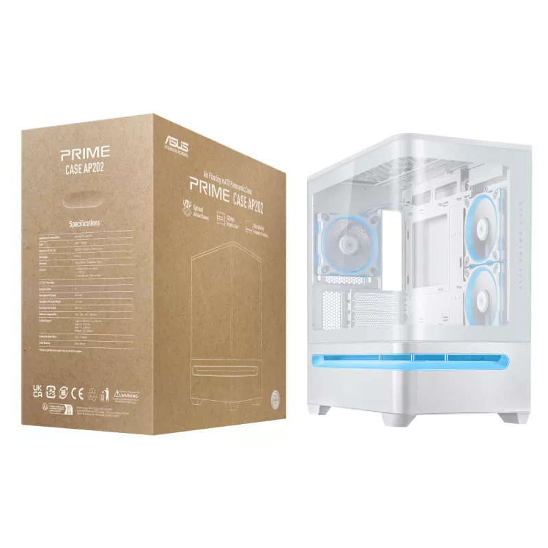 ASUS PRIME AP202 ARGB Midi Tower Valge