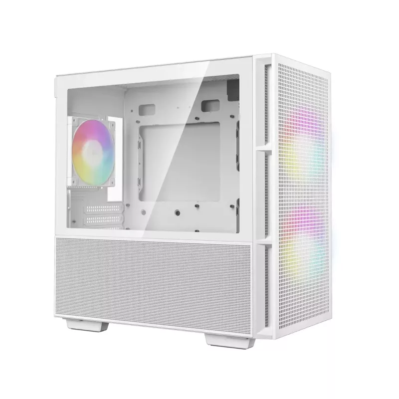 DeepCool CH360 Micro-ATX arvutikorpus, karastatud klaas, ilma toiteplokita, valge