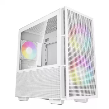 Arvutikorpus DeepCool CH360 micro ATX valge — karastatud klaas, 2×140 mm esiventilaatorit, USB-C, toetab kuni 320 mm graafikakaarte