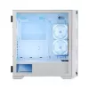 PC Case MODECOM HORIZON FLOW MIDI Valge — Midi-Tower, ARGB, karastatud klaas, micro ATX, USB-C, 3x140mm ees, 1x140mm taga, GPU kuni 400 mm, CPU jahuti kõrgus 172 mm
