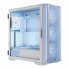 PC Case MODECOM HORIZON FLOW MIDI Valge — Midi-Tower, ARGB, karastatud klaas, micro ATX, USB-C, 3x140mm ees, 1x140mm taga, GPU kuni 400 mm, CPU jahuti kõrgus 172 mm