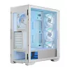 PC Case MODECOM HORIZON FLOW MIDI Valge — Midi-Tower, ARGB, karastatud klaas, micro ATX, USB-C, 3x140mm ees, 1x140mm taga, GPU kuni 400 mm, CPU jahuti kõrgus 172 mm