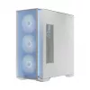 PC Case MODECOM HORIZON FLOW MIDI Valge — Midi-Tower, ARGB, karastatud klaas, micro ATX, USB-C, 3x140mm ees, 1x140mm taga, GPU kuni 400 mm, CPU jahuti kõrgus 172 mm