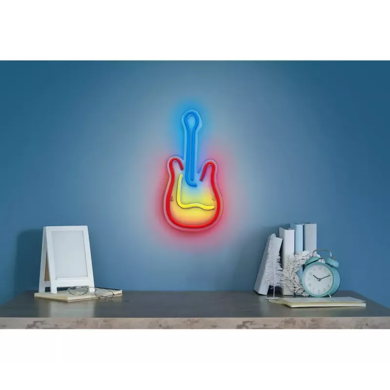 LED-neoonmärk ActiveJet AJE-NEON GUITAR mitmevärviline USB 5V, 240×176×20 mm, pinnale paigaldatav