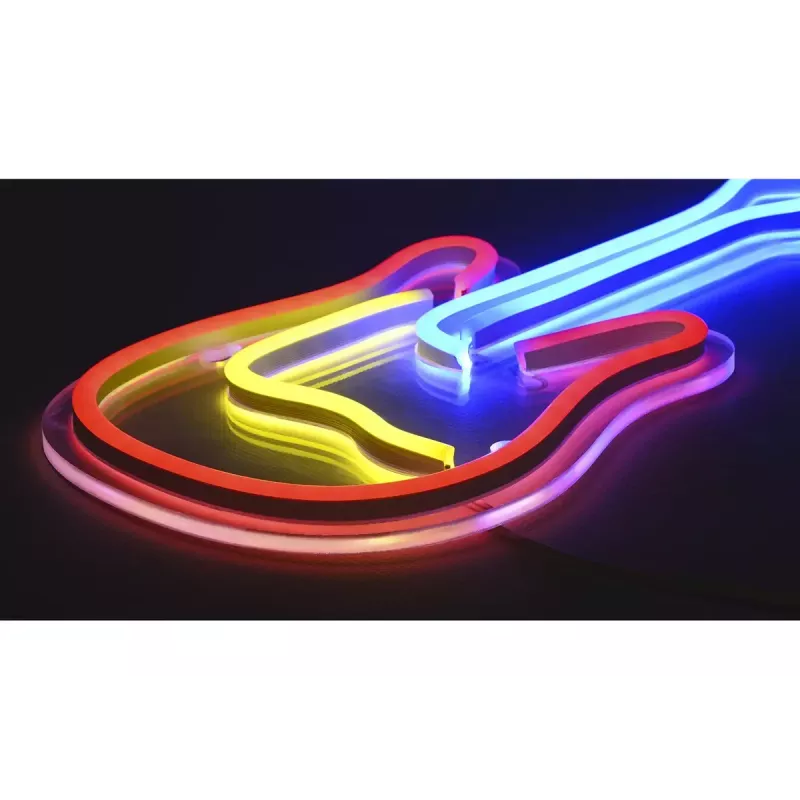 LED-neoonmärk ActiveJet AJE-NEON GUITAR mitmevärviline USB 5V, 240×176×20 mm, pinnale paigaldatav