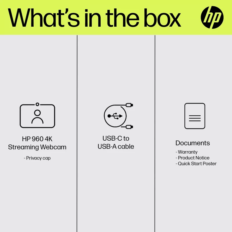 HP 960 4K voogedastus veebikaamera, 8 MP, 3840 x 2160 pikslit, 4K Ultra HD, 30 kaadrit/s, 5x, Home