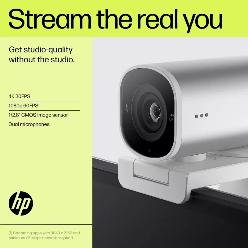HP 960 4K voogedastus veebikaamera, 8 MP, 3840 x 2160 pikslit, 4K Ultra HD, 30 kaadrit/s, 5x, Home