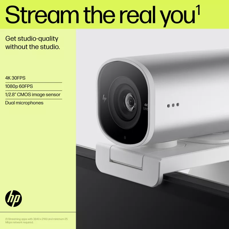 HP 960 4K voogedastus veebikaamera, 8 MP, 3840 x 2160 pikslit, 4K Ultra HD, 30 kaadrit/s, 5x, Home