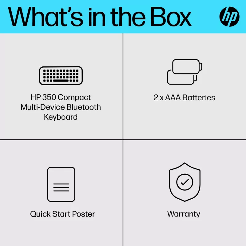 HP 350 kompaktne mitme seadmega Bluetooth-klaviatuur, juhtmevaba, Bluetooth, mehaaniline, QWERTY, must