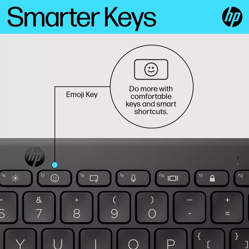 HP 350 kompaktne mitme seadmega Bluetooth-klaviatuur, juhtmevaba, Bluetooth, mehaaniline, QWERTY, must