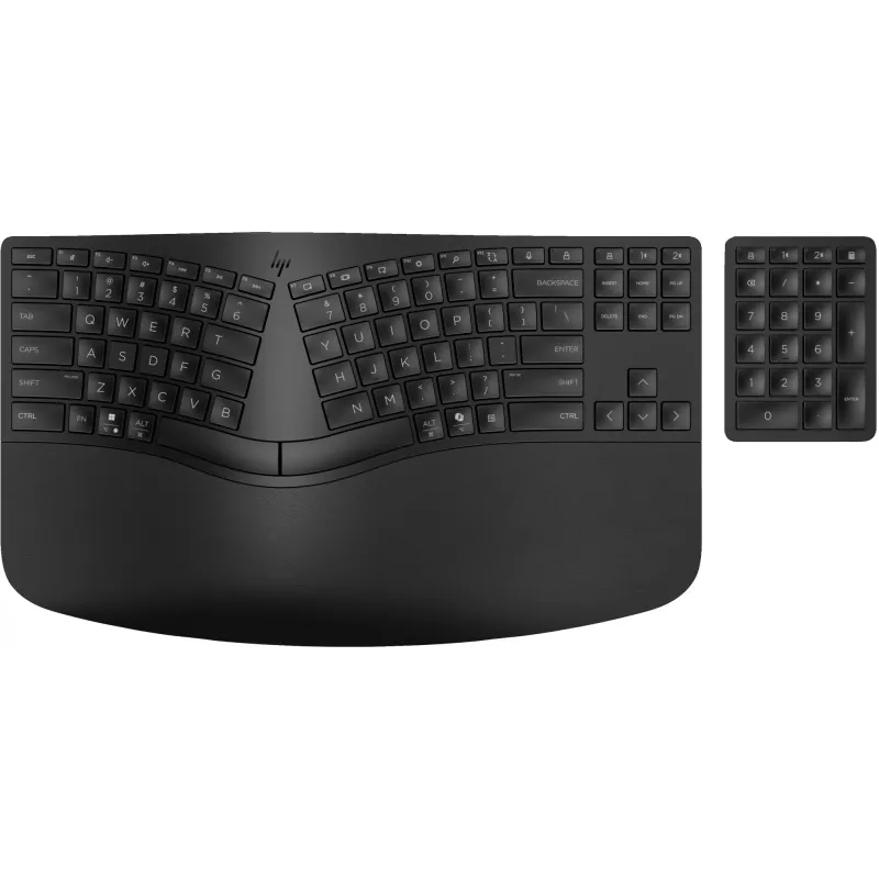 HP 965 Ergonoomiline juhtmevaba klaviatuur, täissuuruses (100%), juhtmevaba, RF-juhtmevaba + Bluetooth, membraan, QWERTY, must