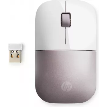 HP Wireless hiir Z3700 - Valge/Pink, mõlemakäeline, RF Wireless, 1200 DPI, Pink, Valge
