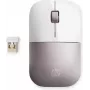 HP Wireless hiir Z3700 - Valge/Pink, mõlemakäeline, RF Wireless, 1200 DPI, Pink, Valge