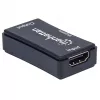 AV repiiter Manhattan HDMI Repeater 4K@60Hz, 1xHDMI sisend/väljund, 600 MHz ribalaius, kuni 40 m, toide mikro-USB kaudu, must