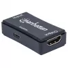AV repiiter Manhattan HDMI Repeater 4K@60Hz, 1xHDMI sisend/väljund, 600 MHz ribalaius, kuni 40 m, toide mikro-USB kaudu, must