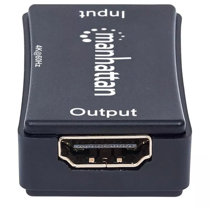 AV repiiter Manhattan HDMI Repeater 4K@60Hz, 1xHDMI sisend/väljund, 600 MHz ribalaius, kuni 40 m, toide mikro-USB kaudu, must