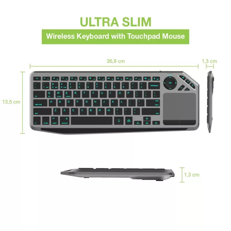 Techly ICTB9801TB klaviatuur Universaalne RF traadita + Bluetooth QWERTY USA inglise Must