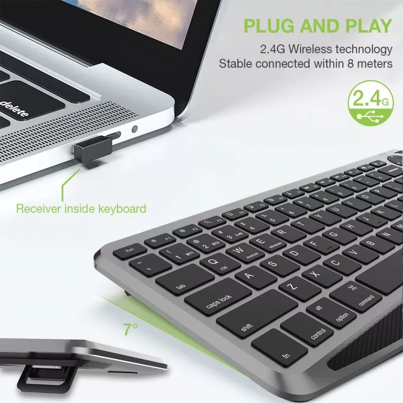 Techly ICTB9801TB klaviatuur Universaalne RF traadita + Bluetooth QWERTY USA inglise Must