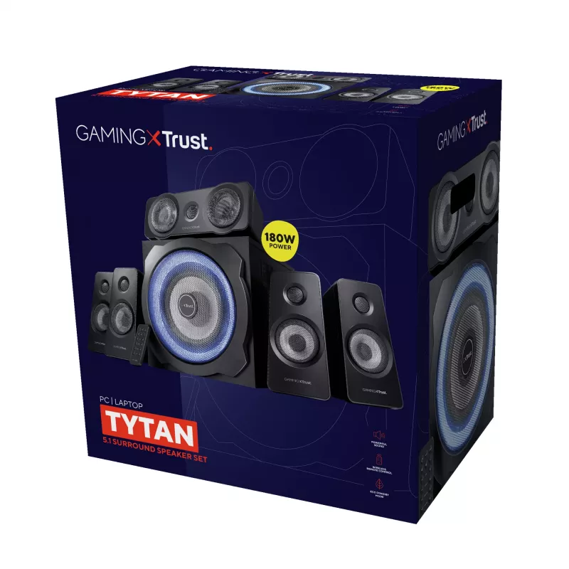 Trust GXT 658 Tytan 5.1 kõlarikomplekt 90 W Universaalne Must 5.1 kanalid