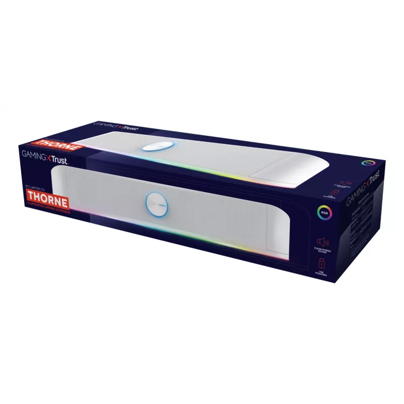 Trust RGB valgustatud heliriba GXT 619W Thorne, 2.0 kanalit, 6 W, 12 W, 6 W, 10000 Ω, 4 Ω