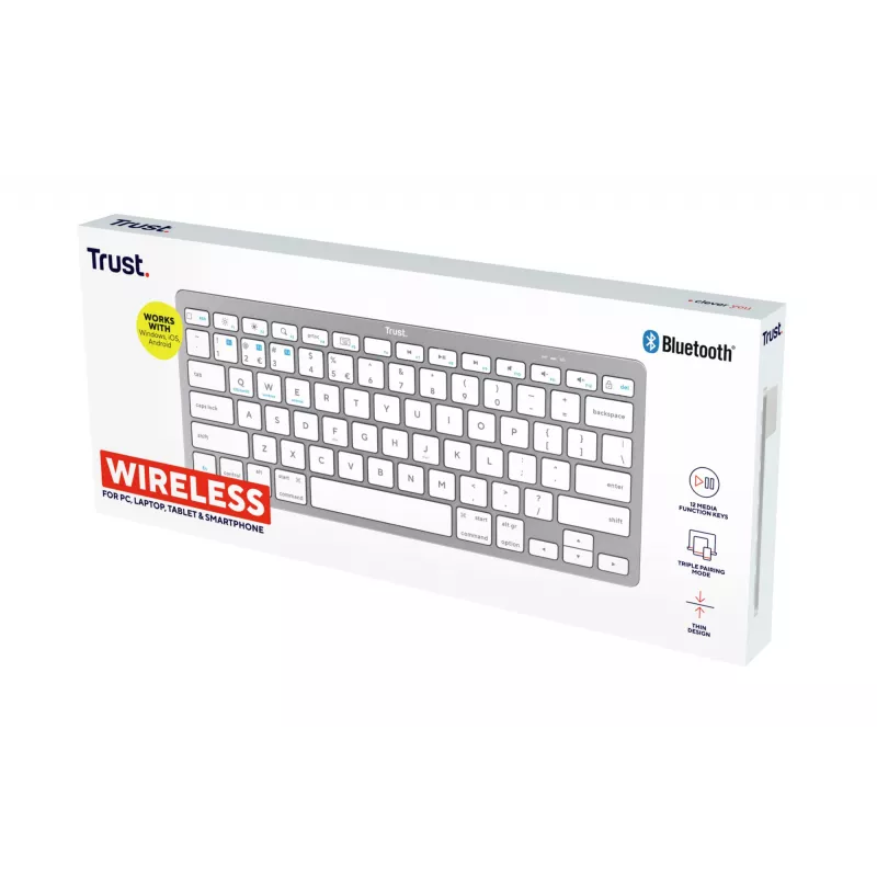 Trust 24651 juhtmevaba QWERTY US English klaviatuur, hõbedane