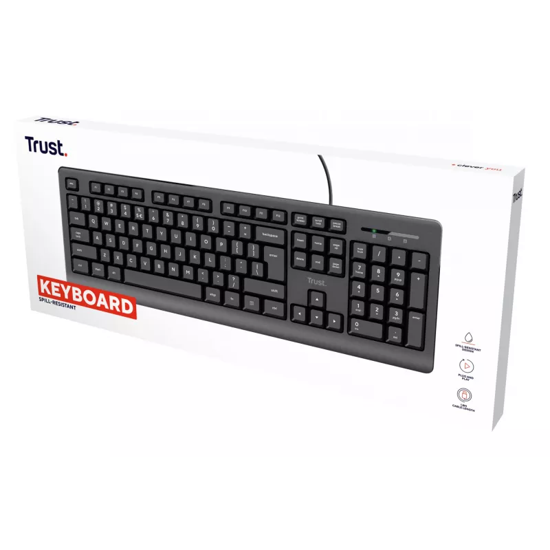 Trust 24639 klaviatuur Office USB No US English must
