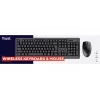 Juhtmevaba klaviatuuri ja hiire komplekt TRUST Primo — täissuuruses QWERTY USA inglise klaviatuur, RF USB-A vastuvõtja, 1200 DPI optiline hiir, must