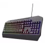 Juhtmega mänguklaviatuur TRUST GXT 836 Evocx USB QWERTY US English, RGB-taustvalgustus, randmetugi, 114 klahvi, 110% paigutus