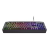 Juhtmega mänguklaviatuur TRUST GXT 836 Evocx USB QWERTY US English, RGB-taustvalgustus, randmetugi, 114 klahvi, 110% paigutus