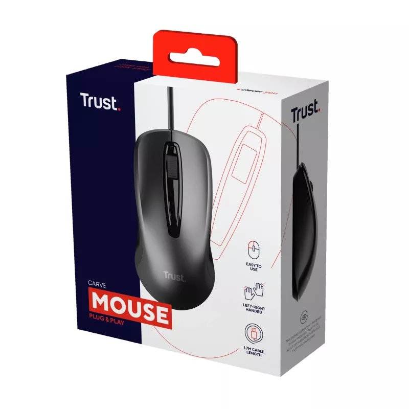 Trust Carve hiir Office Mõlemakäeline USB Type-A Optical 1200 DPI