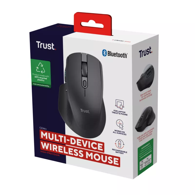 Trust Ozaa+ hiir kontorisse Paremakäeline RF-juhtmevaba + Bluetooth Optiline 3200 DPI