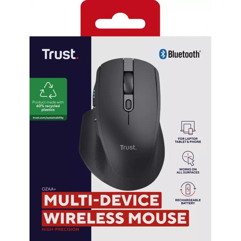 Trust Ozaa+ hiir kontorisse Paremakäeline RF-juhtmevaba + Bluetooth Optiline 3200 DPI