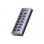 USB Type-C jaotur Unitek H1314A01-EU — 7× USB 3.2 Gen1 Type-A, SD-kaardilugeja, Gigabit Ethernet, 4K@60Hz, 100W PD, alumiinium, hall