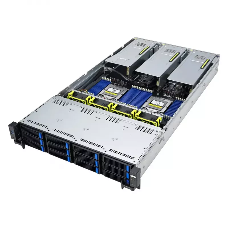 Riiuliserver ASUS RS720A-E12-RS24U 2U Socket SP5, 2x CPU tugi, 24x 2,5-tollist pesa, 24 DIMM DDR5 pesa, 2600W toiteplokk, 10GbE