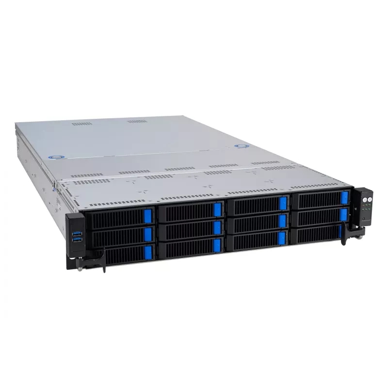 ASUS RS521A-E12-RS12U Socket SP5 Rack (2U) Must, Hõbedane