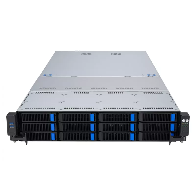 ASUS RS521A-E12-RS12U Socket SP5 Rack (2U) Must, Hõbedane