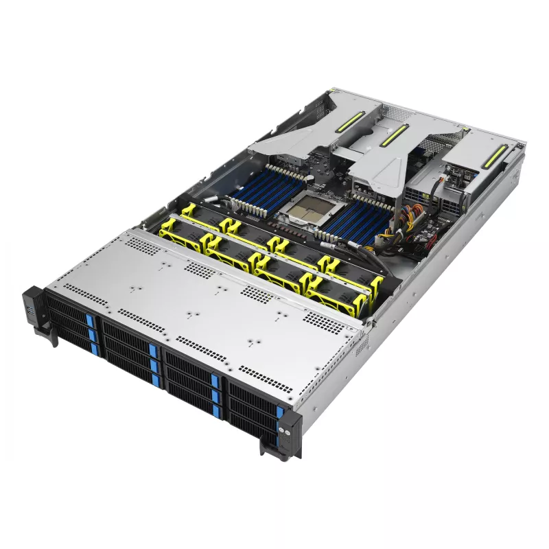 ASUS RS521A-E12-RS12U Socket SP5 Rack (2U) Must, Hõbedane