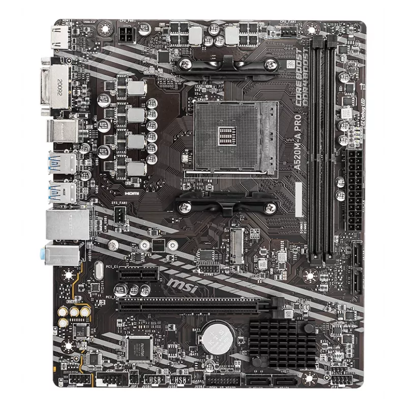 MSI A520M-A PRO emaplaat AMD A520 pesa AM4 micro ATX