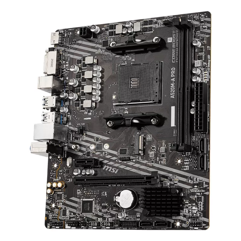 MSI A520M-A PRO emaplaat AMD A520 pesa AM4 micro ATX