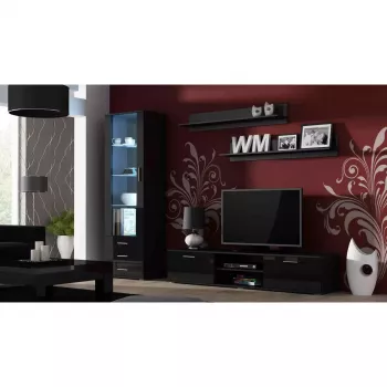 Seinale kinnitatav riiulikomplekt Cama Meble SOHO 1250×200×200 mm, puitlaastplaat, must matt (kaks riiulit)